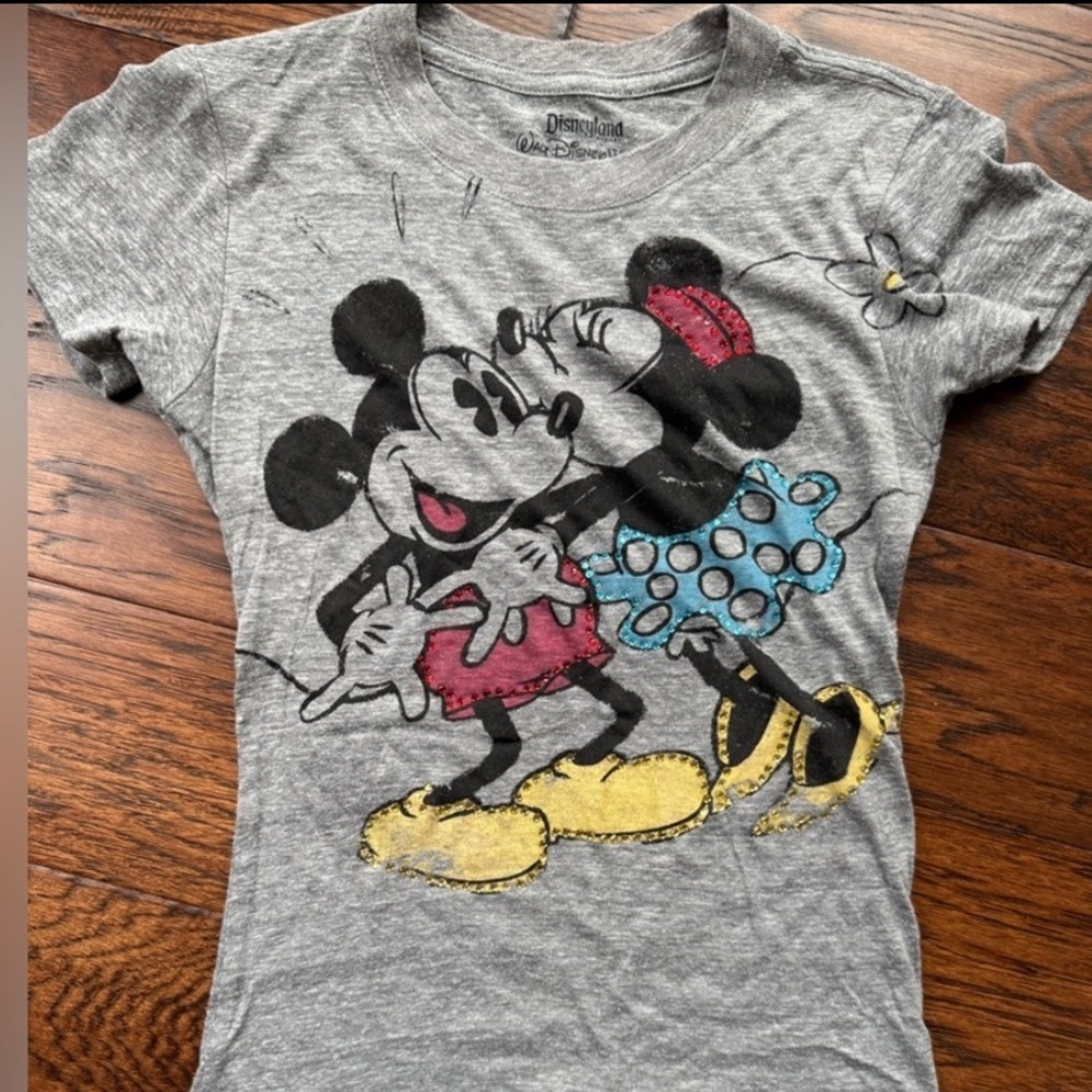 Disneyland Mickey & Minnie Rhinestone Tee Size XS